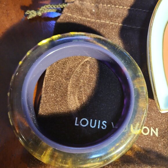 Auth Rare Louis Vuitton Bangle Bracelet Purple Clear Gold Inclusion Monogram - Picture 6 of 8